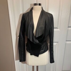 Kenneth Cole Black asymmetric leather jacket XS